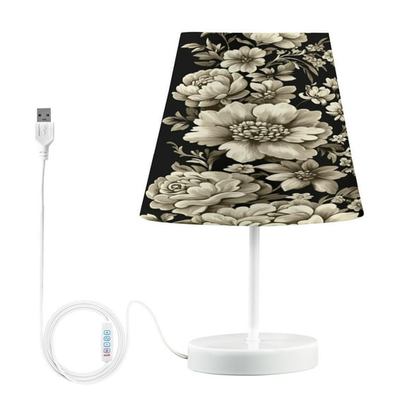 BZSMCE Table Lamp Creative White and Black Flower Pattern Simple Pattern Night Light