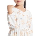 thumbnail image 5 of HBGVBA Girl's Floral Print Maxi Dress Muslim Long Sleeve V-Neck Ankle Length Robe Dresses Floral Embroidery Floral Print Ruffle Modest Daily Wear 3-14 Years, 5 of 5