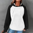 thumbnail image 2 of Women's Waffle Hoodies Fashion Color Block Sweatshirts Drawstring Raglan Hooded Sweaters Fall Winter Long Sleeve Hoody Jacket Outwears Tops with Pocket, 2 of 5