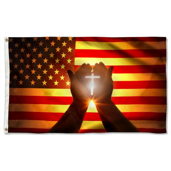 Cayyon Jesus Flag 3x5Feet Faith American Grommet Flag Banner with 2 Brass Grommets