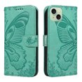 thumbnail image 2 of Dteck Pattern Case for iPhone 15 Plus,Magnetic Leather Butterfly Floral Embossed Flip Case Card Slots Wallet Stand Cover with Wrist Strap for iPhone 15 Plus,Green, 2 of 7