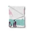 thumbnail image 2 of Romantic Soft Flannel Fleece Throw Blanket, Love is Fearless Inspirational Inscription on Pastel Color Bands, Cozy Plush for Indoor and Outdoor Use, 60" x 80", Mint Green Pale Pink, by Ambesonne, 2 of 5