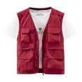 thumbnail image 2 of Yaoyar Men's Fishing Vest Utility Travel Vest with Pockets Outdoor Work Photo Cargo Fly Summer Vest Loose Vest Mountaineering Tooling Outdoor Vest Jackets Red 6XL, 2 of 5