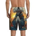 thumbnail image 2 of Balery Sunset Meditating Bichon Frise Men's Cotton Knit Pajama Shorts Waistband & Pockets,Short Pajama Pants-XX-Large, 2 of 8