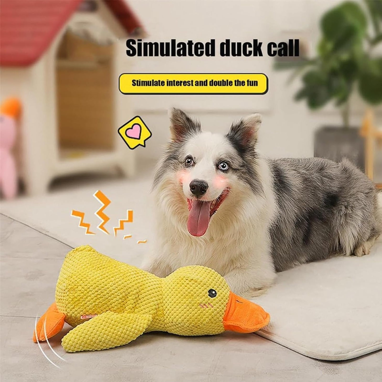 Anti-Destructive Pet Anxiety Relief Duck Toy, Squeaky Chew Toy for Dogs, Calming Interactive Puppy Toy with Quacking Sound