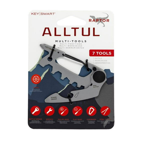 Llave multiherramienta KeySmart AllTul Raptor de acero inoxidable plateada