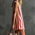 thumbnail image 5 of ClodeEU Women's Crew Neck Sleeveless Stripe Mini Dress with Pockets,Casual Summer Swing Dress Red,Women's Plus L, 5 of 7