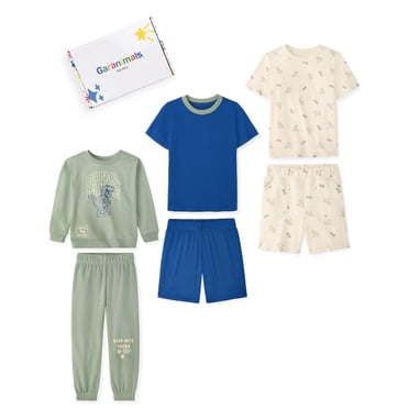Garanimals Newborn, Baby & Toddler Boy Cotton 6-Piece Outfit Sets, Graphic Tops & Pull-On Bottoms, Sizes 0-6T