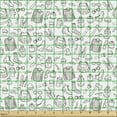 thumbnail image 2 of Abstract Fabric by the Yard, Woodman Pattern on Plain Backdrop Mustache Beer Shirt Hat Shoes Suspenders Print, Decorative Upholstery Fabric for Chairs & Home Accents, Brown White by Ambesonne, 2 of 5