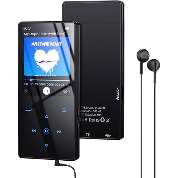 MUSICOZY 32GB MP3 Player with Bluetooth 5.3,Music Player Features HD Speaker, Earphone,2.4" Touch Buttons Screen with FM Radio Voice Recorder E-Book HiFi Sound,Support up to 128GB for Walking,Running
