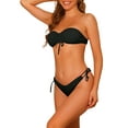 thumbnail image 4 of Women's Strapless Drawstring Bandeau Bikini Sets 2 Piece Swimwear Solid Lace Up Swimsuit Bathing Suits X-Small Black, 4 of 5