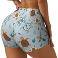 thumbnail image 2 of Sigee Sea Turtle Print Women's High Waist Workout Shorts - Squat Proof, Tummy Control, Yoga and Gym Activewear-Medium, 2 of 9