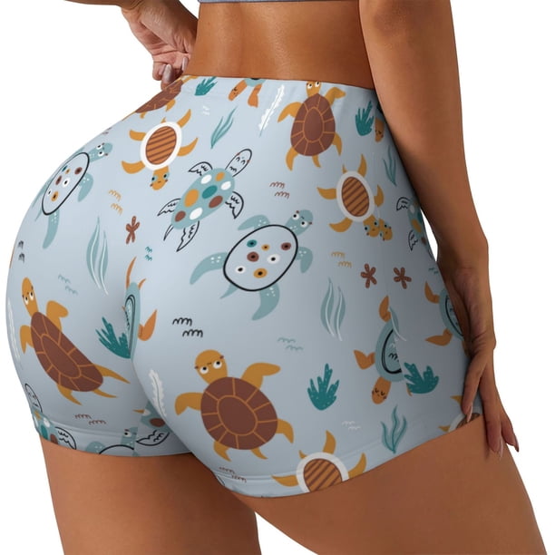 Fotbe Sea Turtle Shorts Sin Costuras – Shorts Deportivos de Cintura Alta para Mujer, Elásticos para Gimnasio, Yoga, Running o Ciclismo-Medium