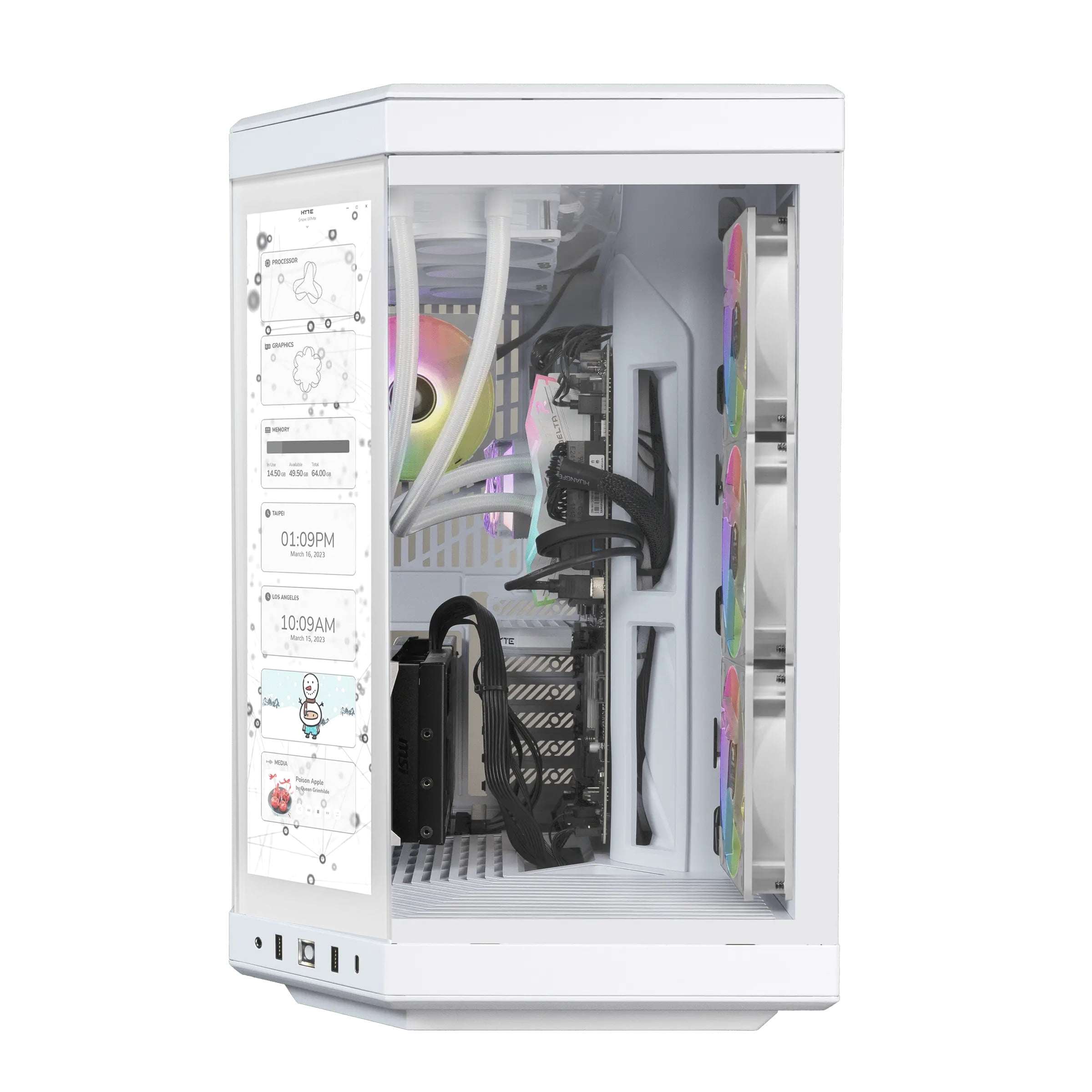 iBUYPOWER Y70TI Gaming PC Desktop Computer with HYTE Touch Screen Case, Intel Core Ultra 9 285 CPU, NVIDIA RTX 5070Ti 16GB GPU, 32GB DDR5 RGB RAM,2TB SSD,Windows 11 Home,Keyboard,Mouse-Y70TIWI9N57T01