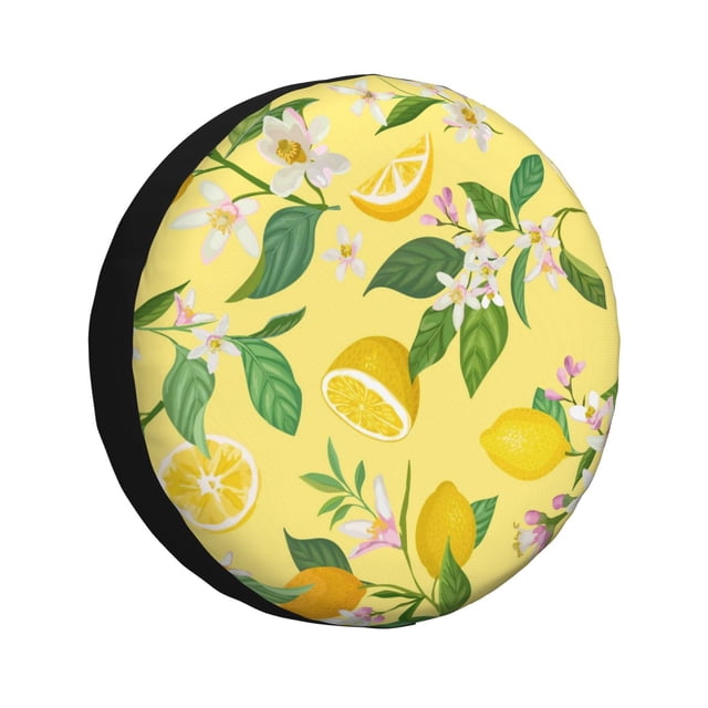 Fotbe Lemon Funda de Llanta de Repuesto con Estampado, Engrosada, Ajuste Universal para Jeep, Remolque, RV, SUV, Camión-14 inch