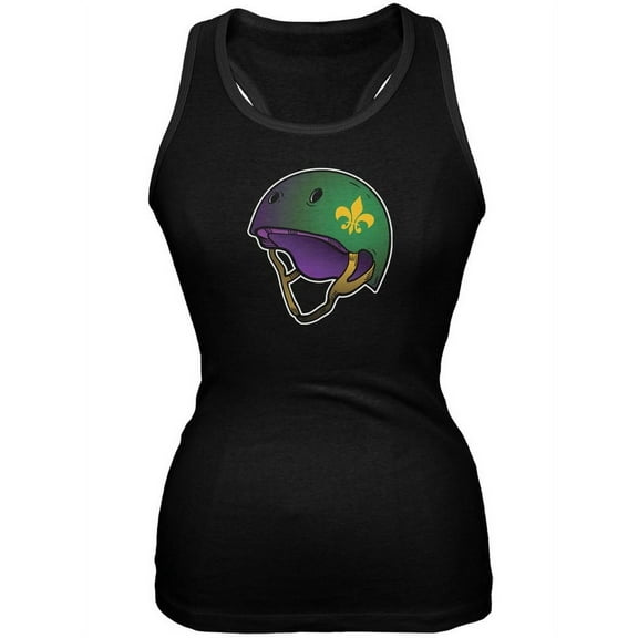 Mardi Gras Cajun Roller Derby Helmet Black Juniors Soft Tank Top - Small