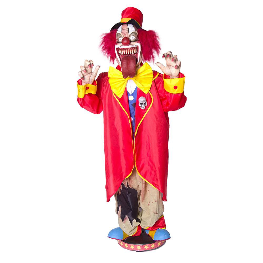 5' Animated Walking Clown Scary Circus Jester Moving Tongue Halloween Prop  Decor 