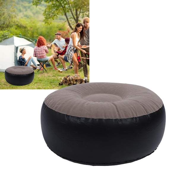 Inflatable Footstool Ottoman, Round 24.4x12.2 Inch Flocking Patio Foot Stools and Ottomans Portable Footrest Used for Outdoor Camping Home Yoga Foot Rest Travel