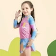 thumbnail image 5 of WOYY Toddler Girls Long Sleeve Rash Guard Skirt 2-Piece Swimsuit Swimwear Bathing Suit, 5 of 6