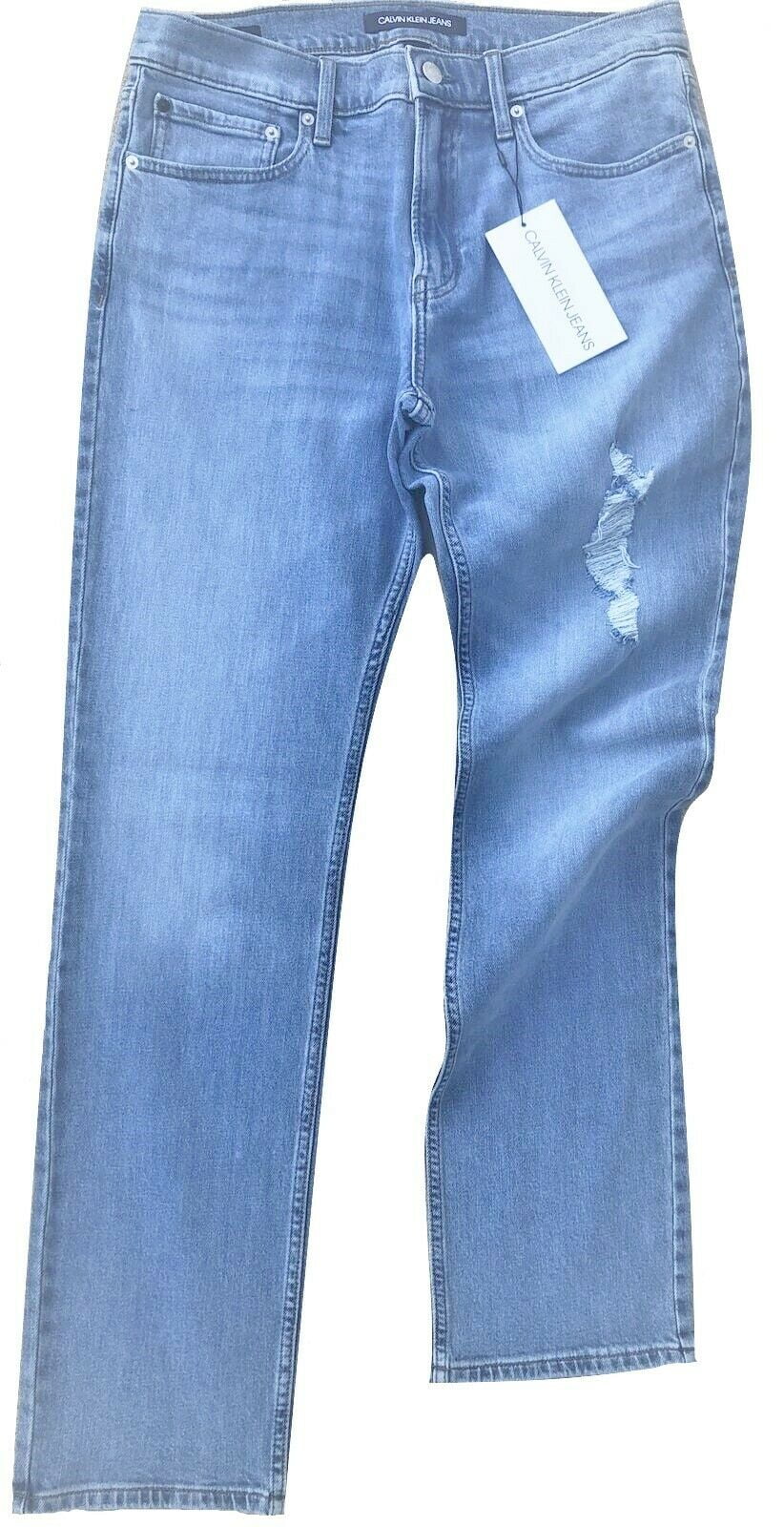 Calvin Klein Men's Straight Droit distressed Jeans Frey Size 31X32
