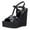Black, variant on Women Casual Round Open Toe Espadrille Ankle Strap Platform Wedge Heels Sandals Woven Cutout Summer Dress Comfort Shoes Size 8 Green