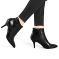 thumbnail image 4 of BLISSFUL STEP Women's Pointed Toe Zipper Stiletto Heels Ankle Boots Black 6, 4 of 8