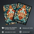 thumbnail image 2 of Hindu Floral Pattern Close Up Detail Ornate Design in Amber and Blue Extra Large XL Wall Art Poster Print, 2 of 5