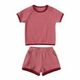 thumbnail image 2 of Ugoldhm Baby Boys Girls 2 Pieces Cotton Shorts Set Short Sleeve Shirt Elastic Waist Bottoms Outfits 9 Months-5 Years, 2 of 9