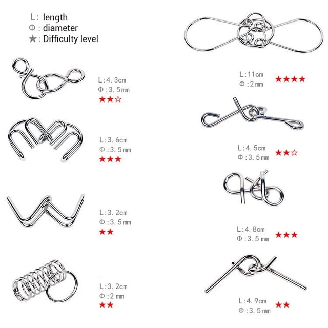 Metal Wire Puzzles IQ Test Mind Game Toys Brain Teaser Metal Wire Puzzles Magic Trick Toy