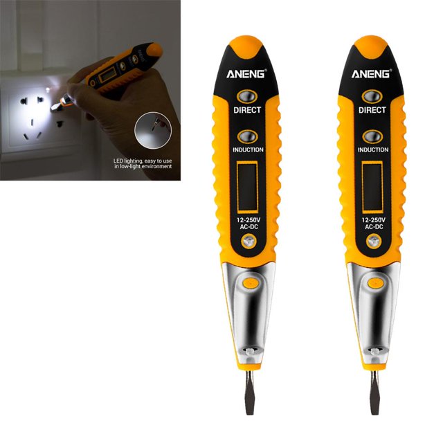 2PCS Probador de circuito digital Multifunción 12-250V Probador de voltaje de sonda de voltaje eléctrico de lápiz con linterna LED DYNWAVEMX Probador de voltaje de circuito