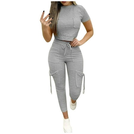 

Summer Lounge Sets For Women 2 Piece Yoga Outfits Loungewear Short Sleeve Jogger Pajama Set and Sweatpants Tracksuits Blusas de Mujer de Moda