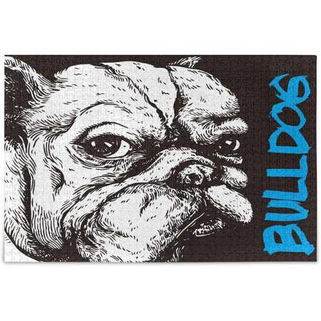 BESTKITTY 1000 Piece Jigsaw Puzzle for Adults Kids, Cute Bulldog Puzzle Wooden Jigsaw Puzzle Family Game Intellective Toys Wall Art Work for Educational Gift Home Decor