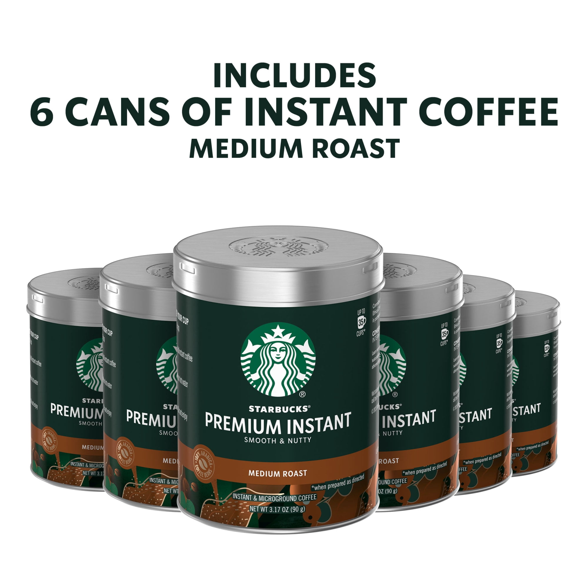 Starbucks Premium Instant Coffee, Medium Roast, Arabica Beans, 3.17 oz, 6 Count