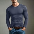 thumbnail image 2 of Annhoo Men's Athletic Long Sleeve Shirts Crew Neck Seam Slim Stretchy Tops Breathable Basic Layer Tees, 2 of 7