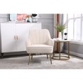 thumbnail image 2 of Lebath Modern Soft White Teddy fabric Ivory Ergonomics Accent Chair Living Room Chair Bedroom Chair Home Chair With Gold Legs And Adjustable Legs For Indoor Home, 2 of 14