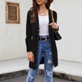 thumbnail image 3 of Suéter de punto con cuello en V para mujer Suéter básico con frente abierto de color sólido informal Prendas de abrigo FLhrweasw Nuevo, 3 of 8