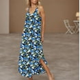 thumbnail image 6 of Women's Maxi Dresses Plus Size V-Neck Summer Dresses for Women Strapless Floral Long Sundress Casual Beach Dress with Pockets Club Party Vacation S-XXL, 6 of 9