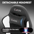 thumbnail image 5 of Gaming Chair Velvet Fabric Pocket Spring Cushion,Reclining Gamer Chair,Ergonomic Game Chair with Footrest,Headrest,White, 5 of 6