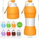 thumbnail image 2 of Botellas de agua plegables de viaje, botella de agua plegable de silicona de 580 ml, a prueba de fugas, portátil reutilizable para viajes, deportes, camping, senderismo (boquilla naranja-regular), 2 of 3