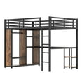 thumbnail image 6 of Queen Size Loft Bed, Metal Loft Bed Frame with Built-in Wardrobe, Desk and Shelves, Space-Saving Loft Bed for Small Rooms, Studio Apartment, Black, 6 of 10