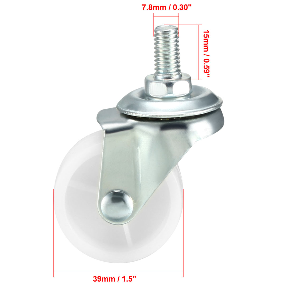Lot De 4 Roulettes Pivotantes à Tige Filetée M8x13mm - Nylon, Capacité 20kg - Noir - Neuf