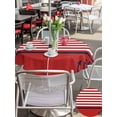thumbnail image 4 of Outdoor Tablecloth with Umbrella Hole and Zipper, Nautical Anchor Round Table Cloth 54 Inch Waterproof Tablecloth, Red White Geometric Horizontal Stripes Picnic Table Cover for Patio Camping, 4 of 7