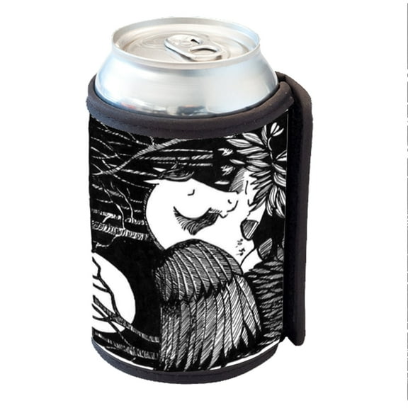 KuzmarK Insulated Drink Can Cooler Hugger - Pegasus Sleeping pen and  Ink Drawing black and white Art by Denise Every