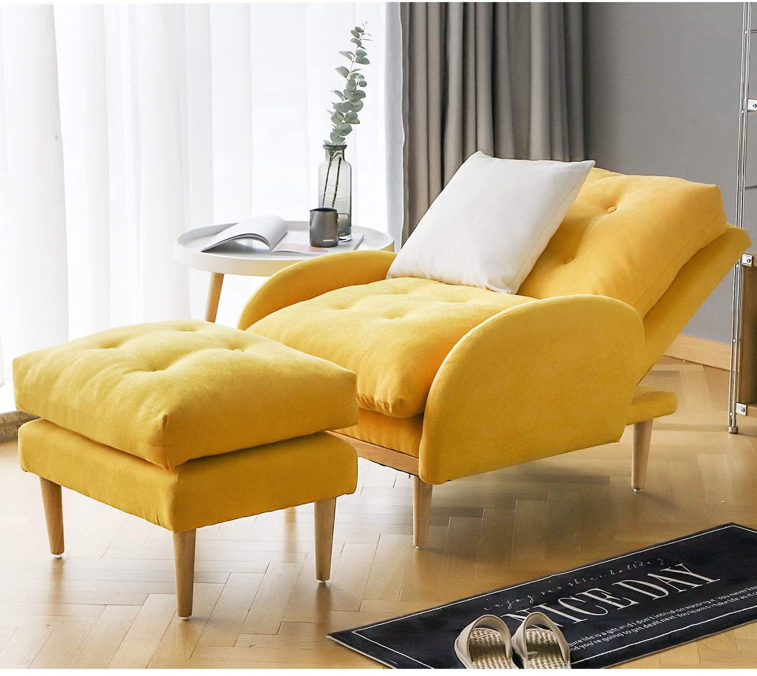 Erommy Sofa Chair with Ottoman Fabric Lounge Recliner Adjustable