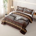 thumbnail image 3 of jejeloiu Red Aztec Bull Skull Western Bed Spread Queen Kids,Rustic Farm Print Queen Coverlet Set,3-Piece, 3 of 7