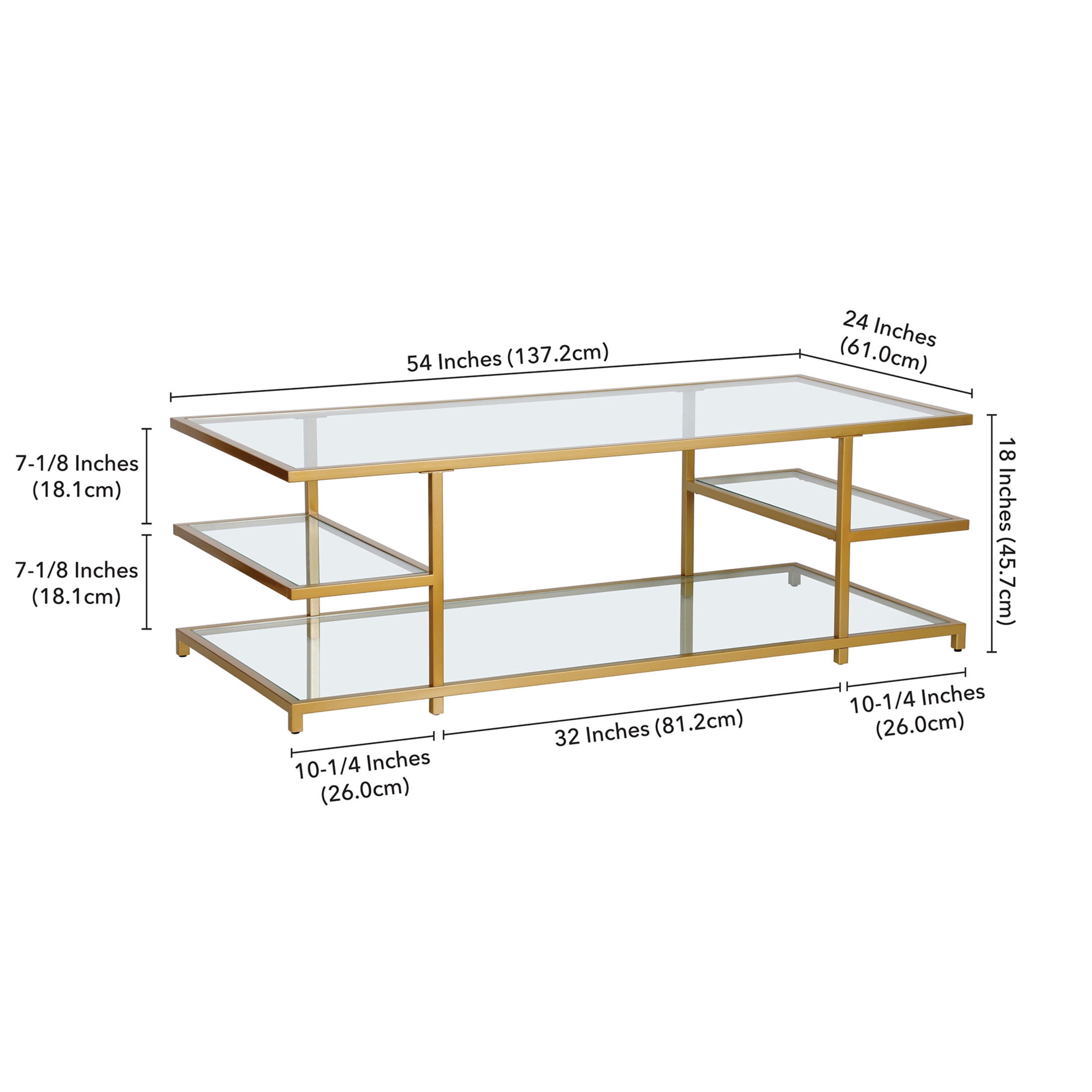 Evelyn&Zoe Modern/Contemporary 54" Wide Brass Coffee Table