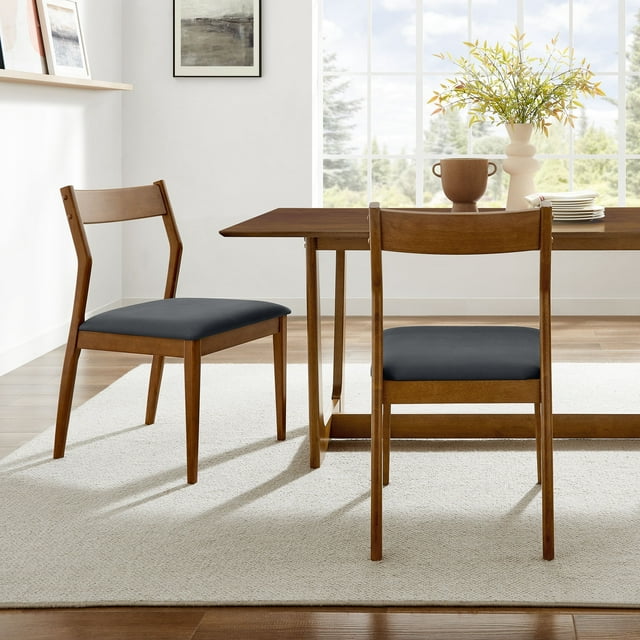 Modway Leather Chair, SSet of 2 in, Walnut Black