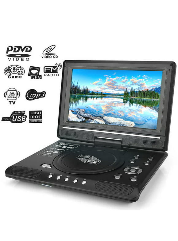 Portable DVD Player, TV DVD Player with 9.8 "Swivel Screen and Rechargeable Lithium Battery, FM Radio Receiver Support, Memory Card Reading, Games, SD / MS / MMC Card Support