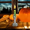 thumbnail image 5 of Green Skeleton Candlestick - 8.5 Inch LED Flameless Halloween Decor for Tabletop, Gothic Home & Party, 5 of 7