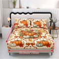 thumbnail image 5 of Jeiento Fall Pumpkin Bow Printed Bedding Set 2 Decorative Pillow Covers with Deep Pocket Fitted Sheet, Soft Breathable Bed Cover for Autumn Harvest Thanksgiving Bedroom, King Size, 5 of 7